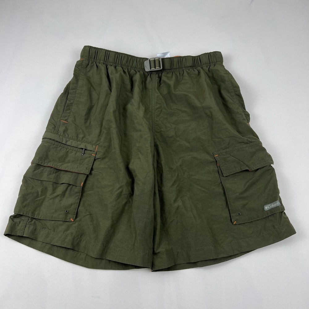 Columbia Cargo Shorts X.C.O. Medium Green Nylon Hiking Fishing Excellent